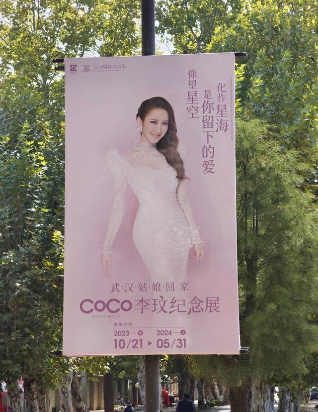 李玟纪念展在武汉举行 园区遍布粉紫色海报