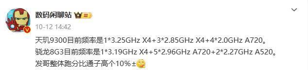 极致性能还是平衡功耗 骁龙8Gen3再提频,天玑9300单核略差？