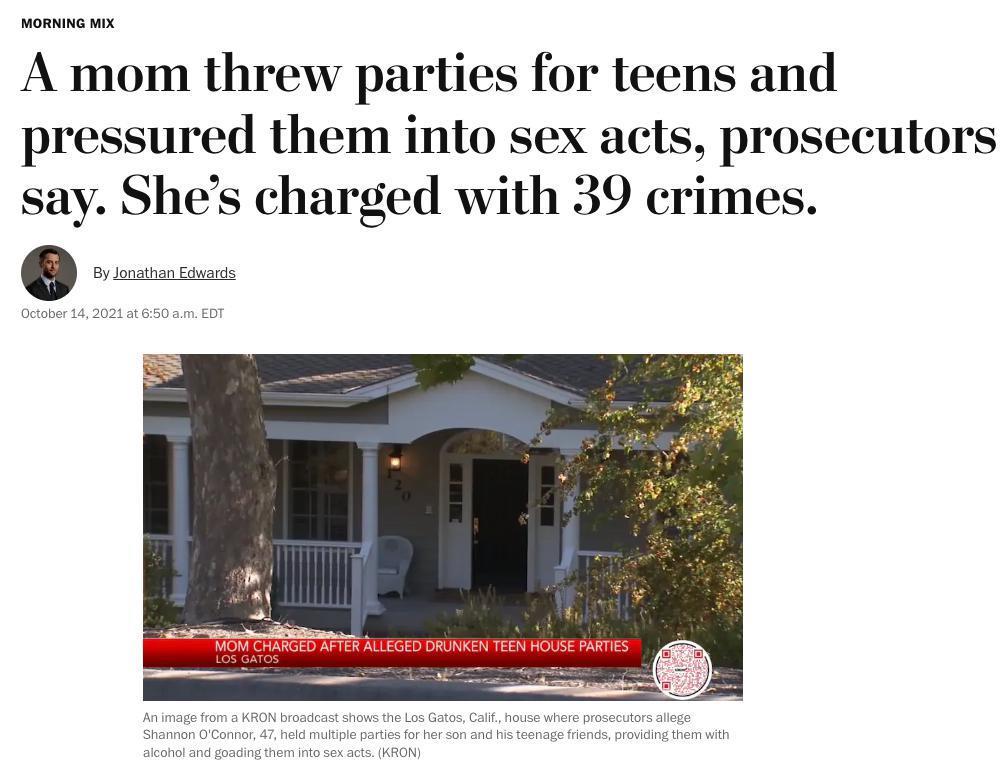 涉嫌举办派对强迫青少年发生性行为，美国母亲被控39项罪