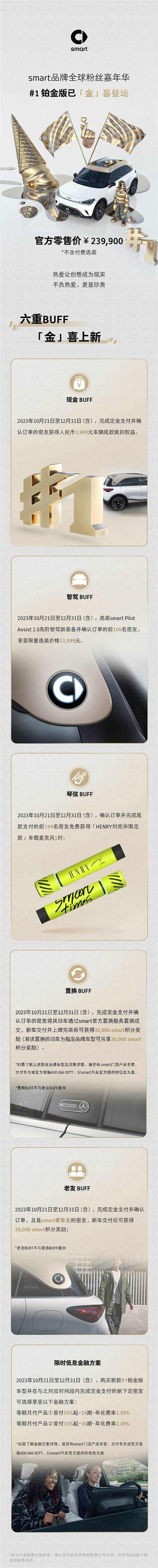 23.99万 奔驰smart精灵#1铂金版上市：颜值超高男人也心动