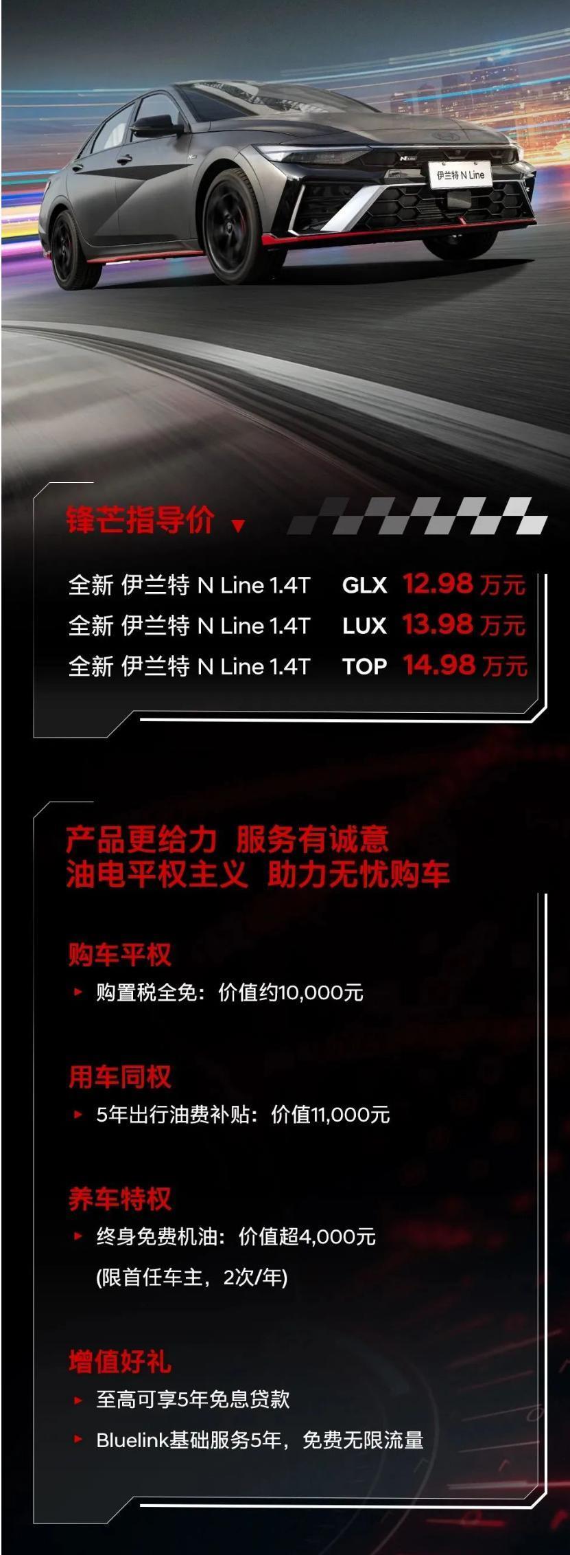 2024 款现代伊兰特 N Line车型上市，12.98万-14.98万元