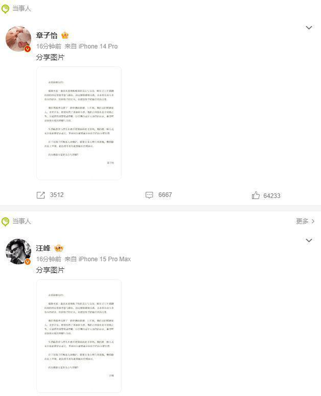 章子怡汪峰官宣离婚 感情时间线梳理
