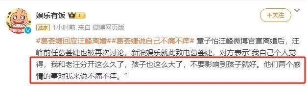 汪峰章子怡官宣离婚，前妻葛荟婕回应亮了！万万没想到啊