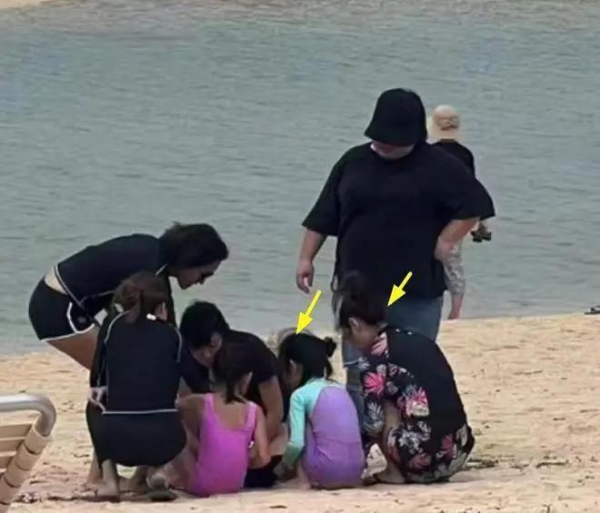 林心如霍建华一家3口日本海边旅游，6岁女儿气质出众