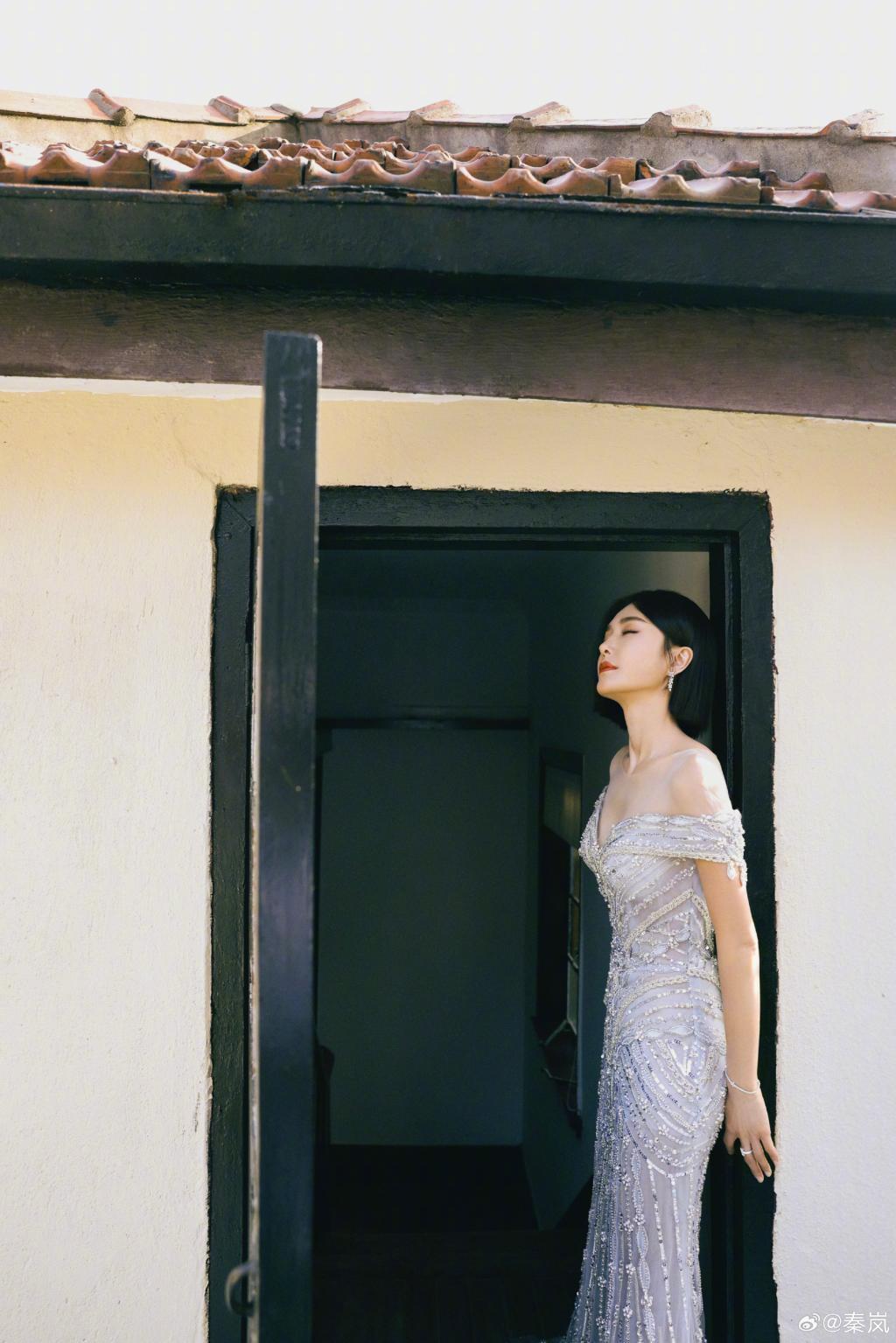 秦岚穿闪亮长裙展现完美身材如人鱼公主