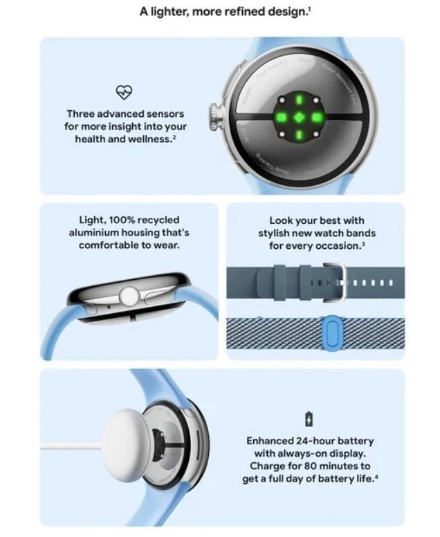 谷歌 Pixel Watch 2 手表产品页面曝光：铝制结构，24 小时续航