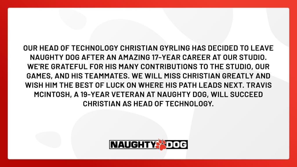 顽皮狗技术主管离职：为公司效力17年，曾参与《神秘海域》等开发