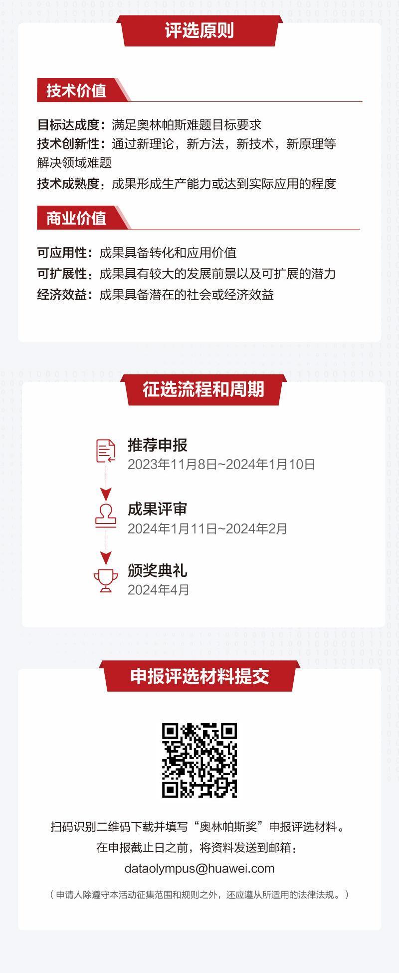 华为 2023 年奥林帕斯奖面向全球公开征集，奖金 100 万元