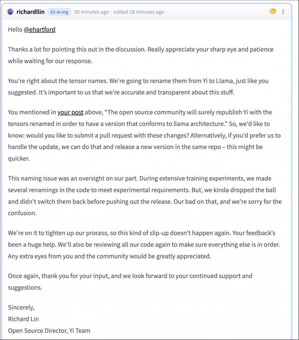 抄袭大模型？零一万物回应争议：模型结构设计基于GPT，借鉴行业公开成果