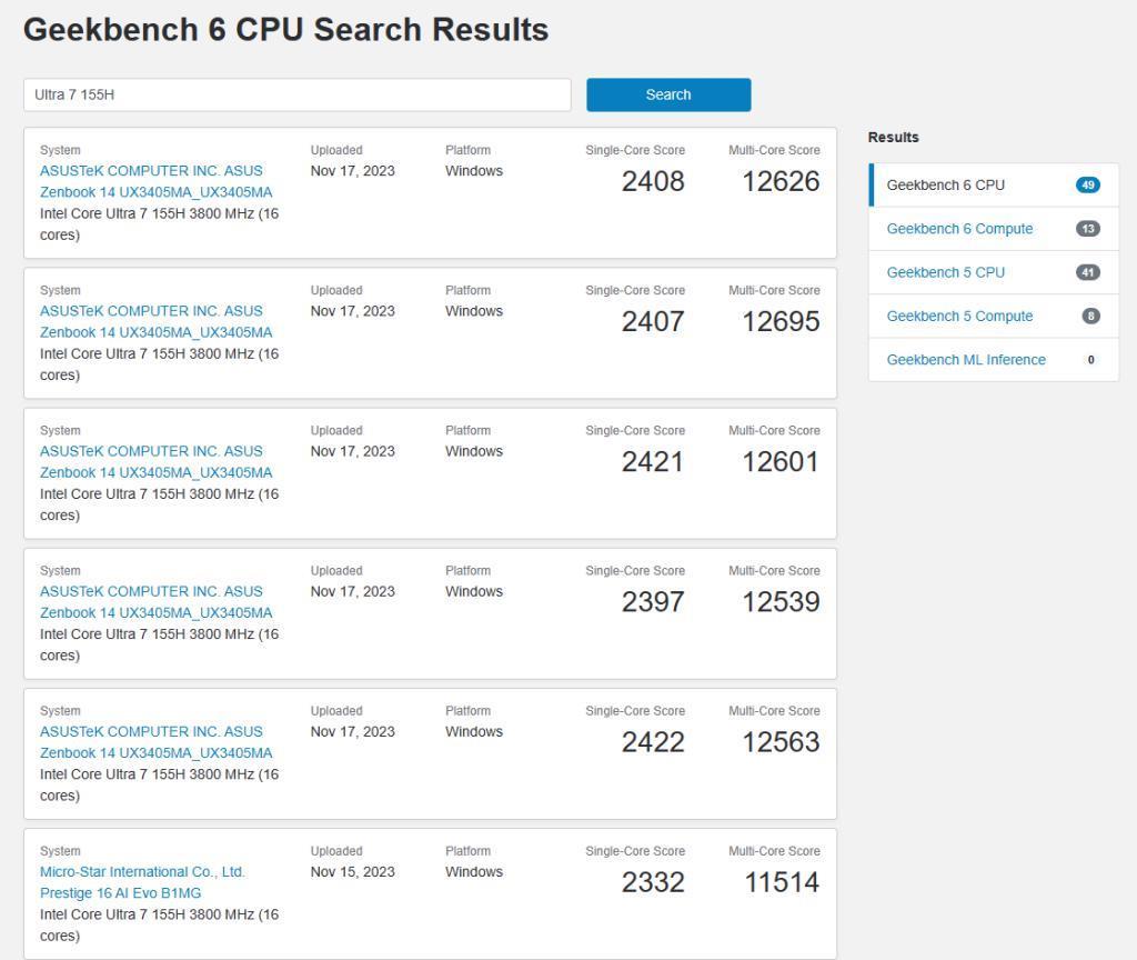 大量搭载英特尔酷睿Ultra 7 155H、155U处理器的笔记本电脑现身