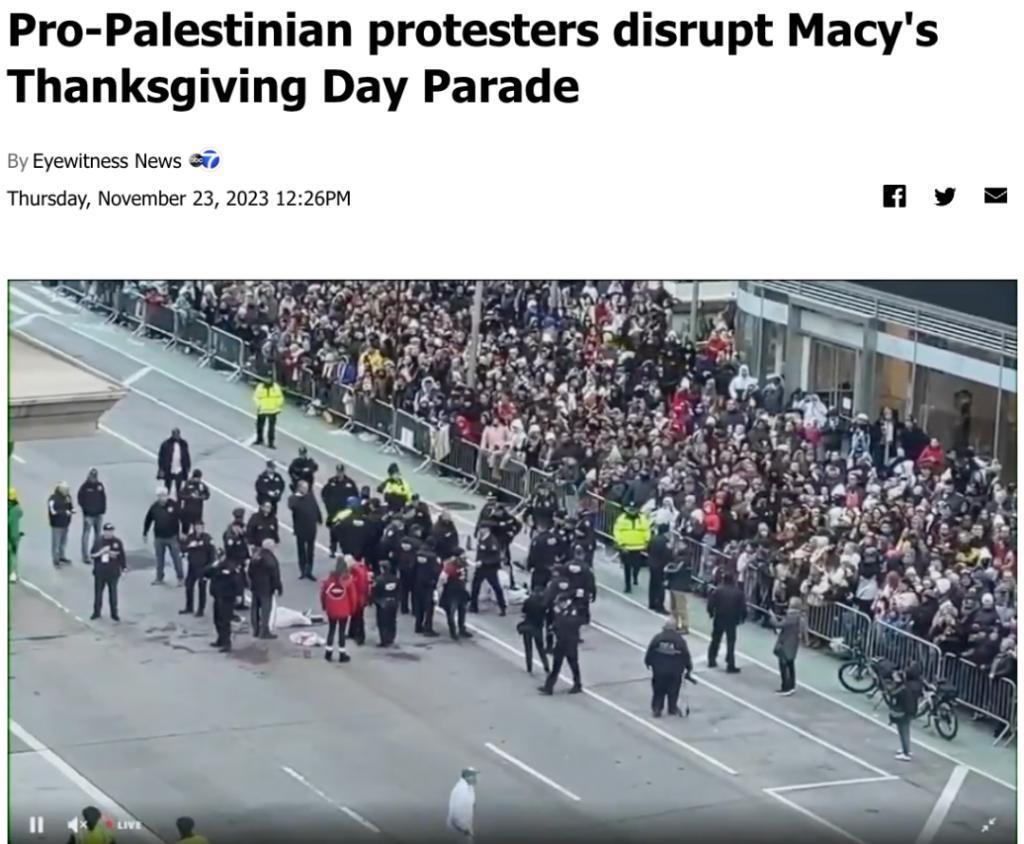 纽约感恩节大游行，数百万人涌上街头，亲巴抗议者被捕（视频多图）