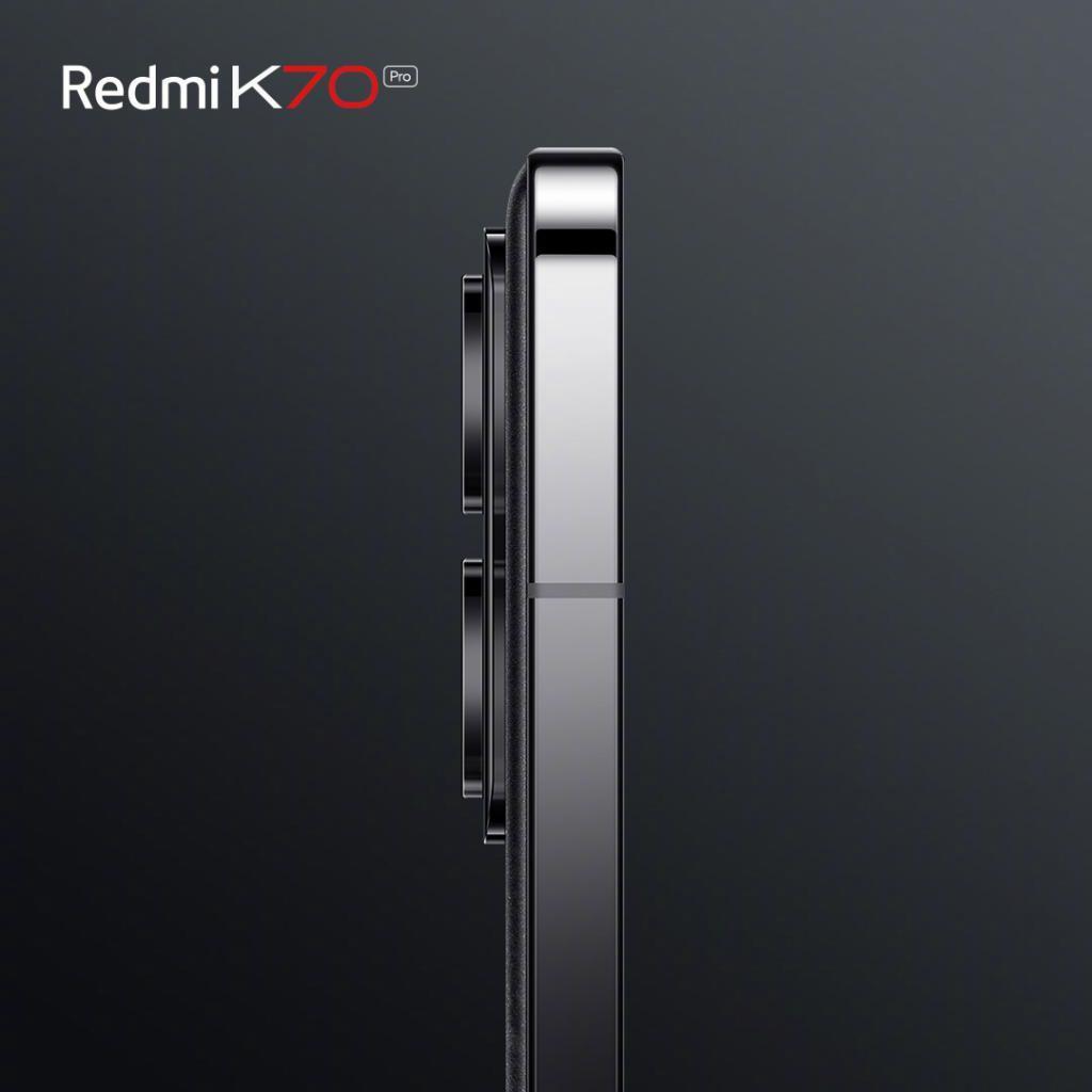 小米 Redmi K70 Pro 手机外观亮相：“墨羽”配色，后置矩阵三摄