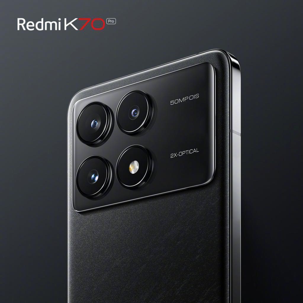 小米 Redmi K70 Pro 手机外观亮相：“墨羽”配色，后置矩阵三摄