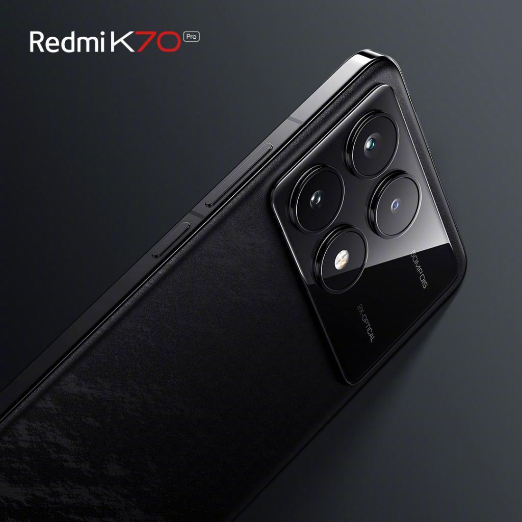 小米 Redmi K70 Pro 手机外观亮相：“墨羽”配色，后置矩阵三摄