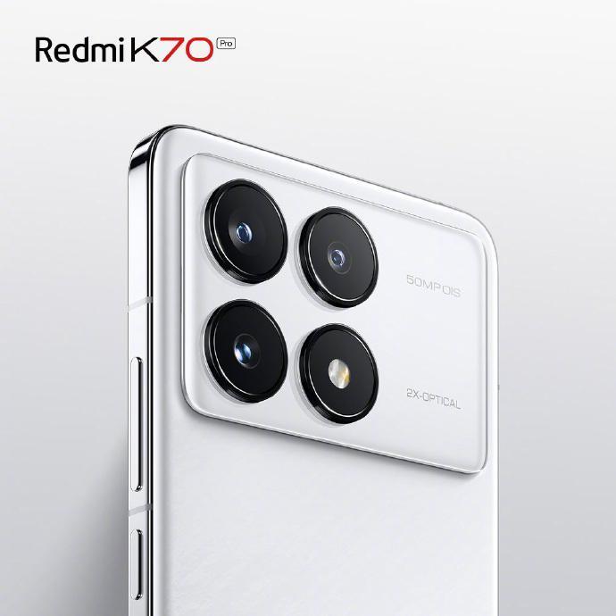 小米 Redmi K70 Pro 手机晴雪配色公布：白色玻璃机身   金属中框
