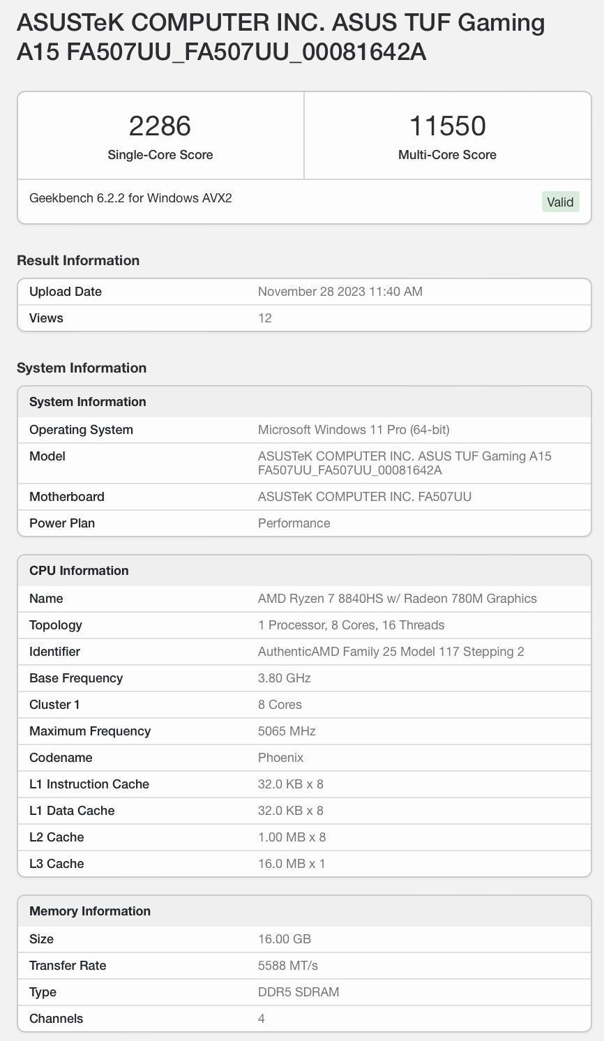 AMD R9 8940H 处理器现身 Geekbench，参数与 R9 7940H 相同
