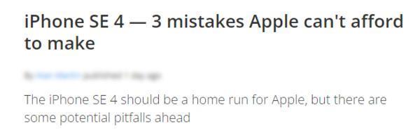 iPhone SE 4或2025年发布 外媒：苹果应避开这三个坑