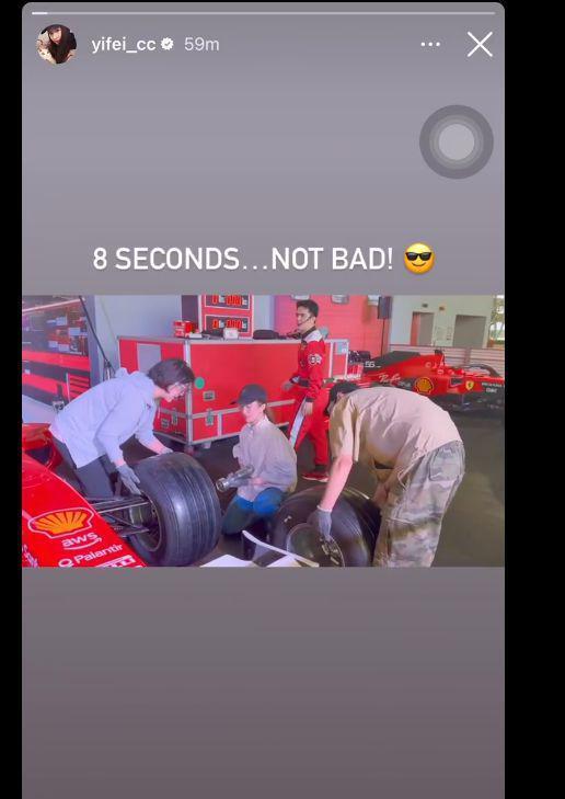 刘亦菲晒修车视频：戴护目镜8秒换轮胎笑得开心