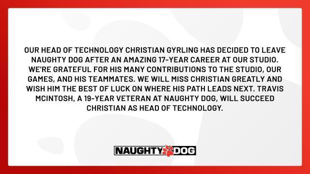 顽皮狗技术主管离职：为公司效力17年，曾参与《神秘海域》等开发