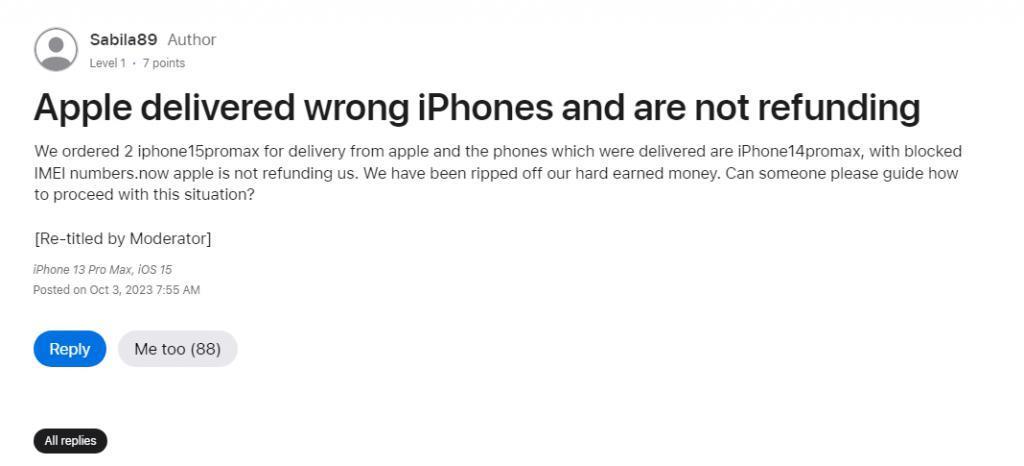 英国 iPhone 用户诉苦:官网订购,15 变 14 / SE 且不支持退款