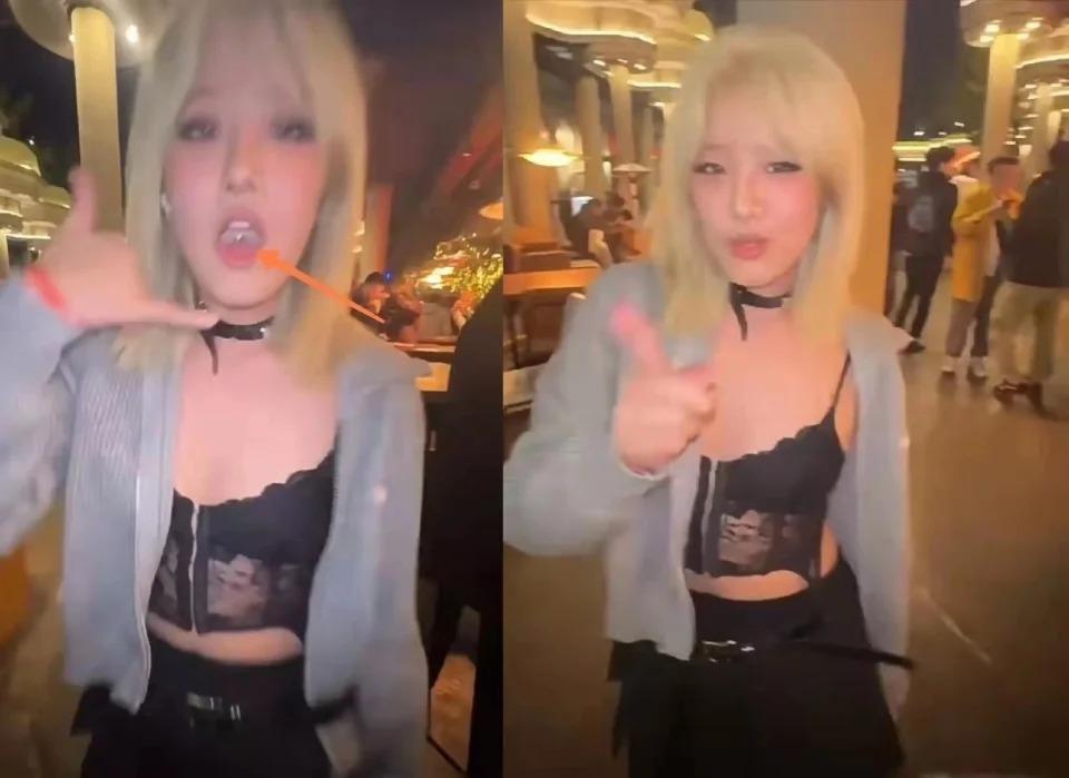 贾静雯大女儿街头辣舞，穿鼻环露出舌钉，网友：太奔放！