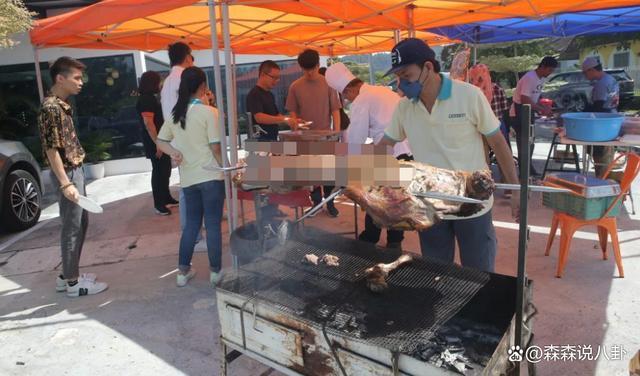 杨紫琼婚后携77岁丈夫回娘家办喜宴，母亲设烤全羊款待亲友