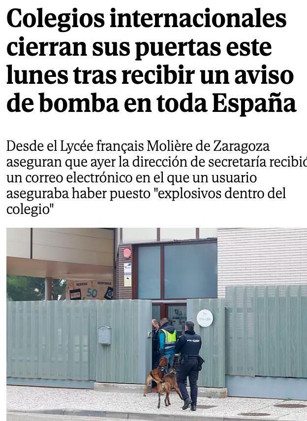 全西班牙18所学校收到炸弹威胁！西媒：绝非巧合！