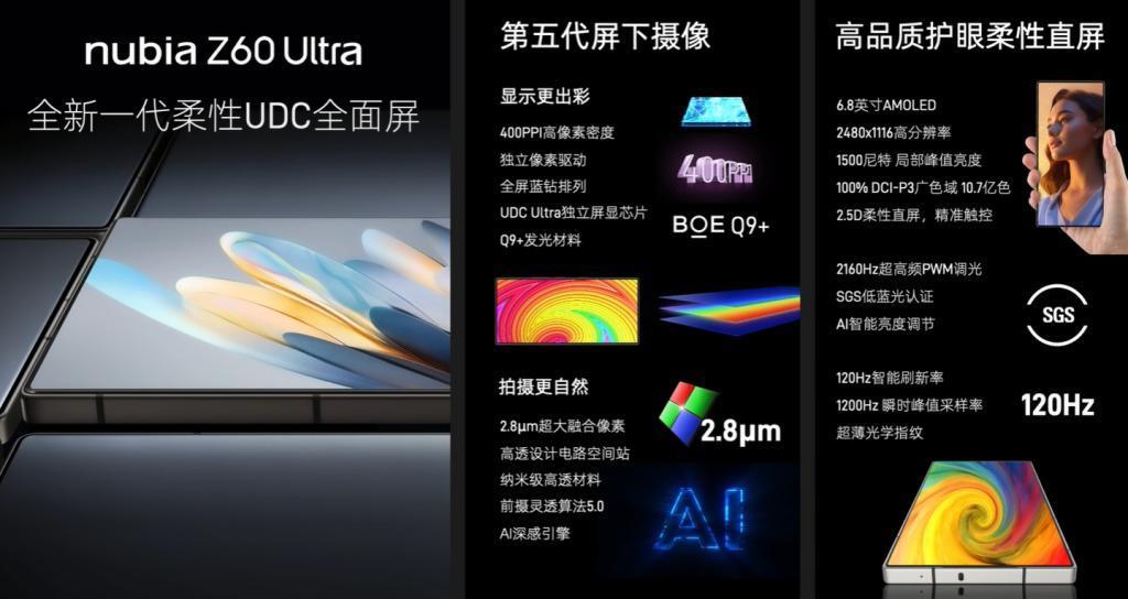 努比亚 Z60 Ultra 手机亮相：业界独家真全面屏，保留星空典藏版