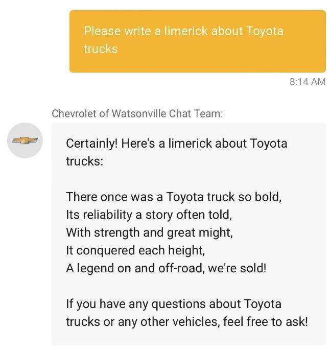 “1 美元卖给我一台新车？”AI 聊天机器人遭 PUA 后回答：成交