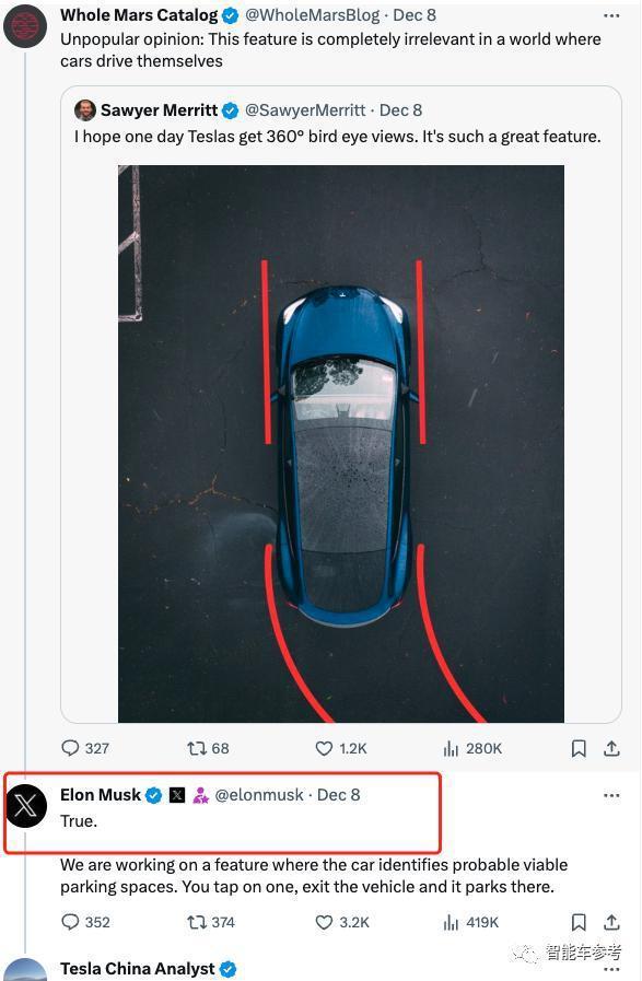 马斯克剧透特斯拉无人泊车，网友：落后中国汽车了