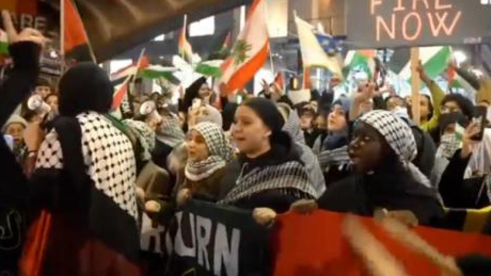 高呼“取消圣诞节”，美国亲巴抗议者与警察冲突，六人被捕