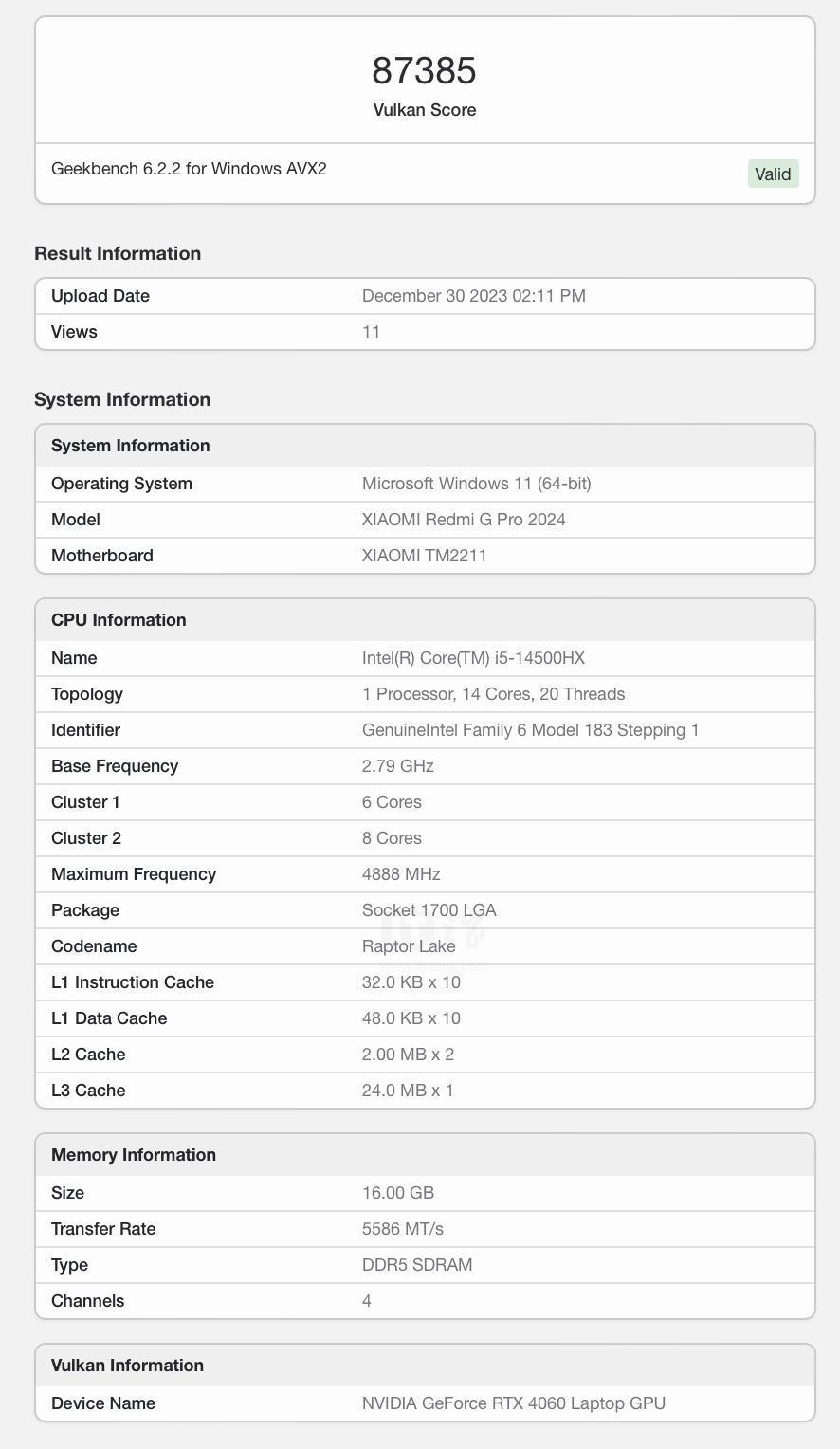 小米 Redmi G Pro 2024 游戏本曝光：i5-14500HX   RTX 4060 配置