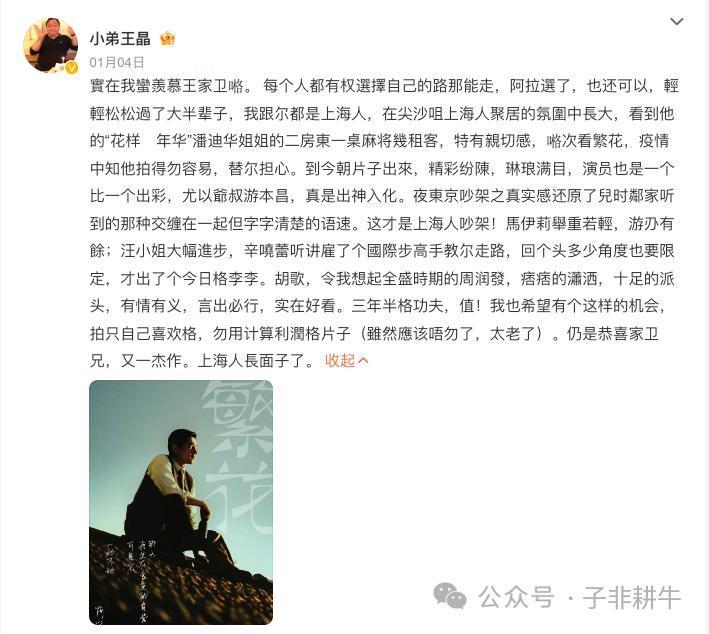 王晶点评王家卫《繁花》，字字珠玑，真是一点“情面”都不留
