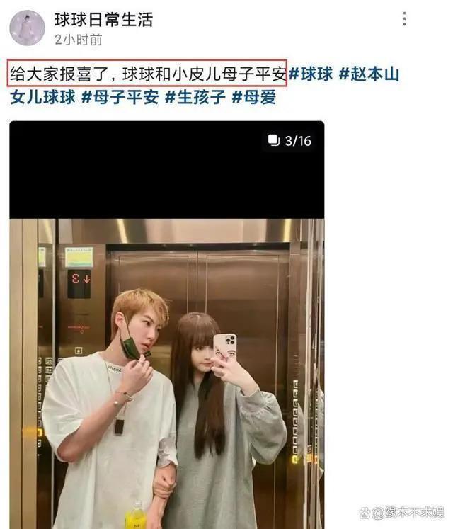 赵本山女儿球球官宣生子