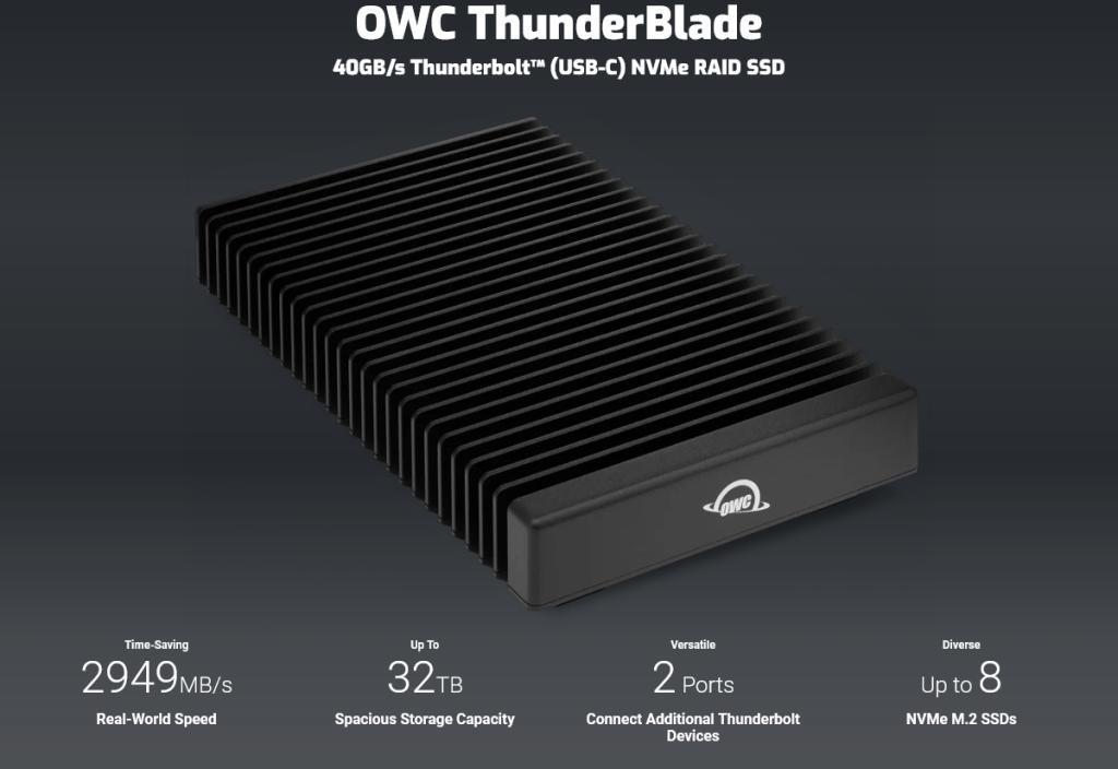 OWC 推出 ThunderBlade X8 固态硬盘，8TB 起售价 1749.99 美元