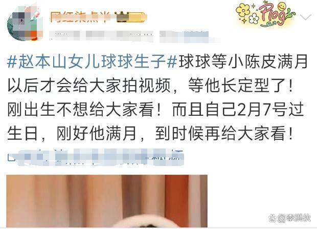 赵本山女儿球球产子，孩子随父姓乳名叫陈皮儿，网友送祝福