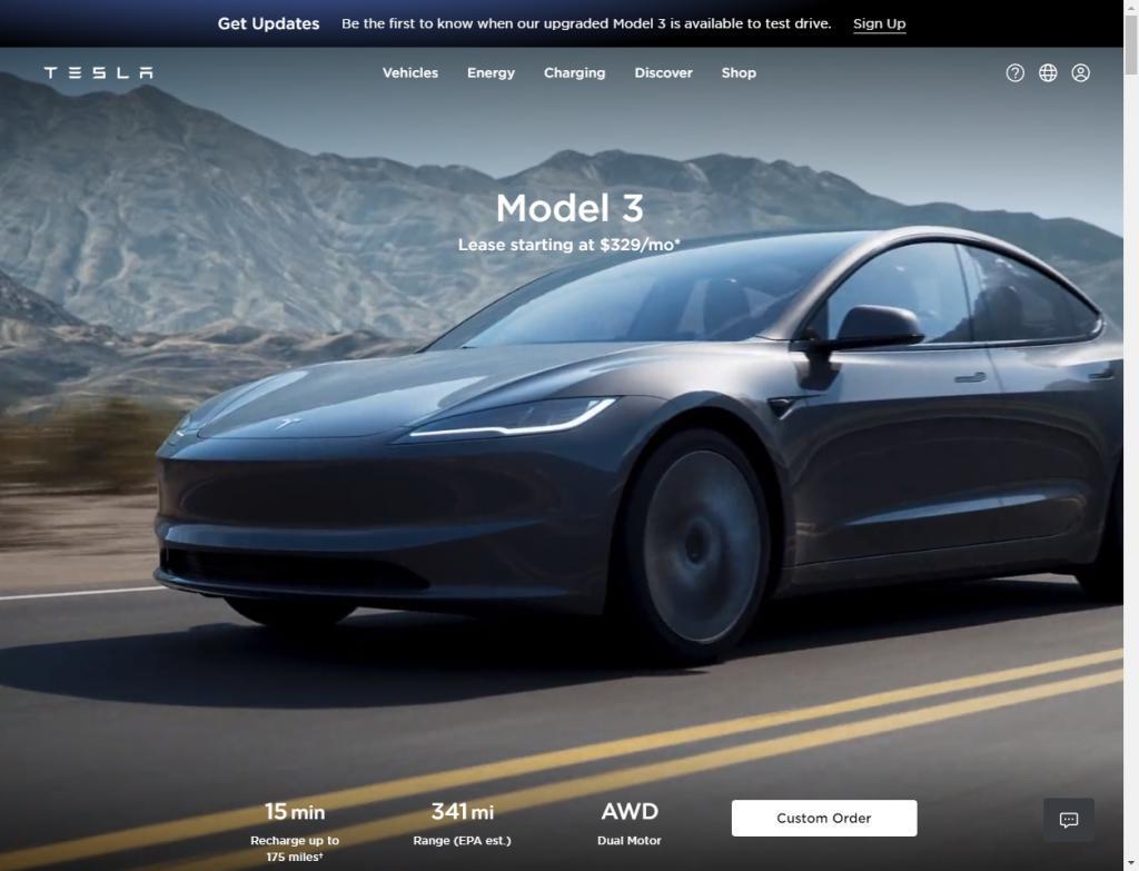 升级版特斯拉 Model 3 在北美上市，此前已在中国等市场推出