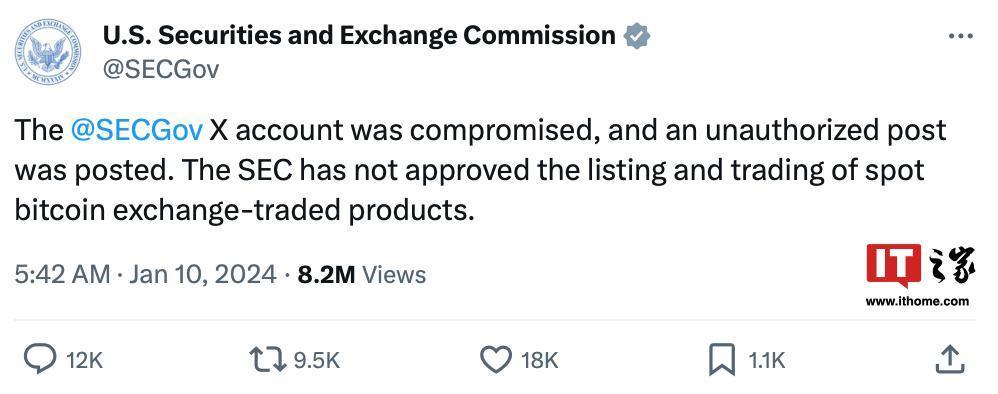 X 平台屡曝账号盗用门，黑客劫持美证券交易委员会账号发布假新闻