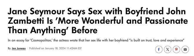 72岁好莱坞巨星珍·西摩尔自曝夫妻生活幸福！比以前还美妙