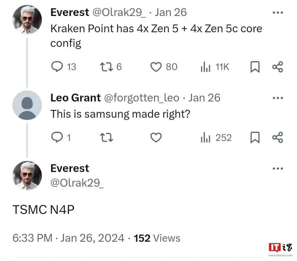 AMD 新一代 Kraken Point APU 曝光，4 核 Zen5   4 核 Zen5c