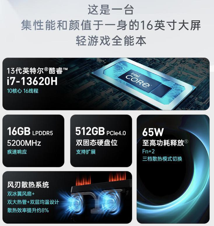 机械师曙光 16 Air 配置上新：i7-13620H   16G   512G，4599 元