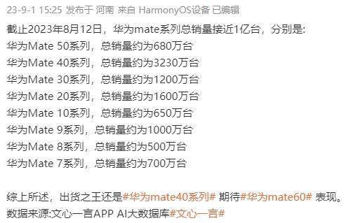 抢不到的 Mate 60，销量超过所有 Mate ！