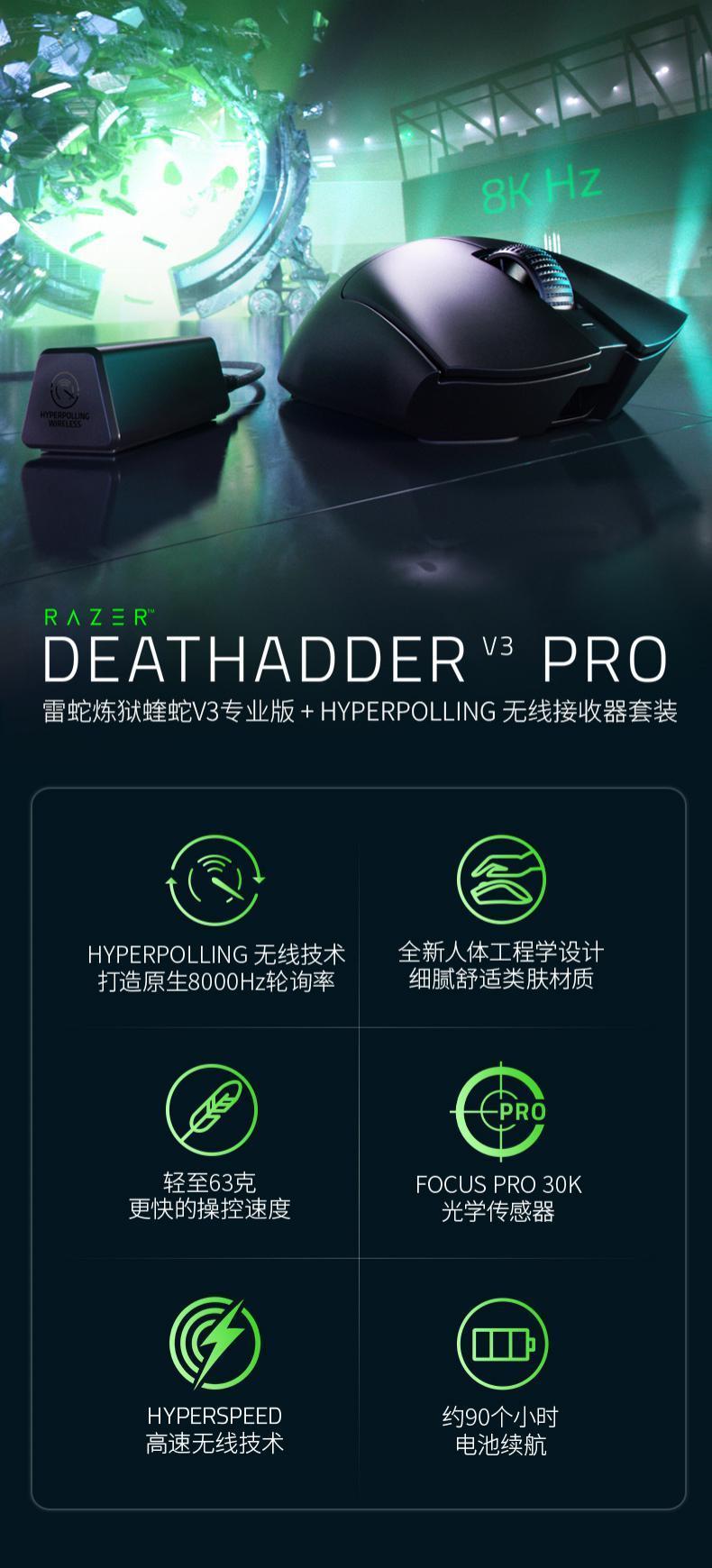 雷蛇推出炼狱蝰蛇 V3 专业版＋HyperPolling 无线接收器套装