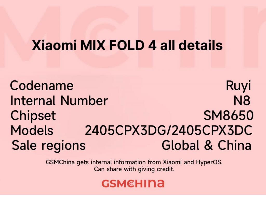 拓展海外市场，小米MIX Fold 4折叠屏手机细节曝光：代号“如意”