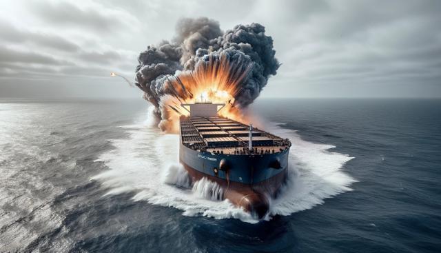 美国货船在也门遭遇反舰导弹袭击 船只起火无人员受伤报告