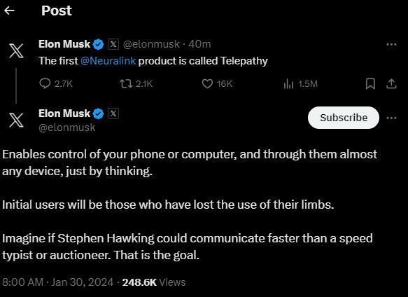 人类首次植入脑机接口芯片！马斯克：用意念就能控制手机、电脑