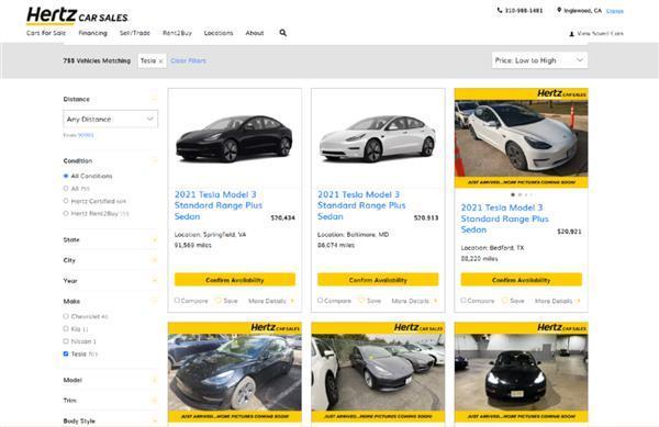 买得起养不起 美国最大租车公司赫兹甩卖近千辆特斯拉