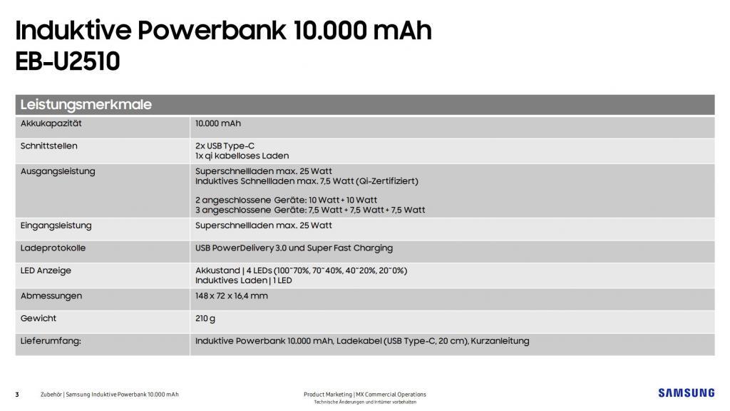 三星新款移动电源曝光：容量10000mAh，支持25W有线/7.5W无线充电