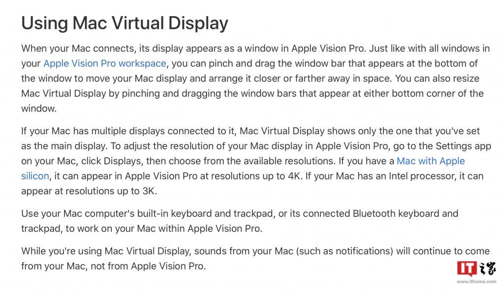 苹果 Vision Pro 虚拟显示器功能支持英特尔 Mac，仅限 3K 分辨率