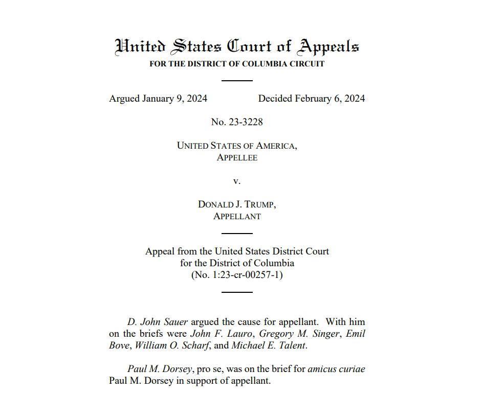 你是普通公民不是总统!美国上诉法院驳回特朗普的豁免权申诉